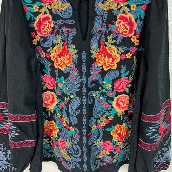 Savanna Jane Women's Embroidered Floral Boho Long Sleeve Top Large - Picture 7 of 10